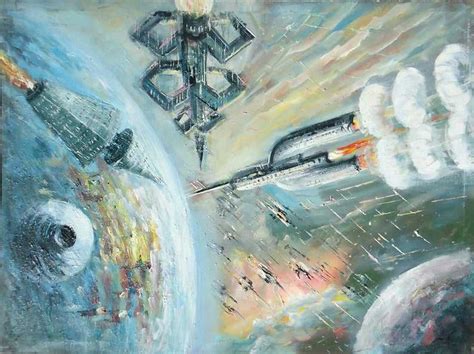 Original Spaceship Painting 14x19" - GaleriFoton