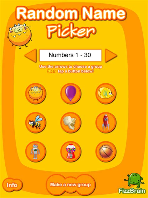 This random name picker is $1.99 in the App Store. You can set it up for different classes, and ...