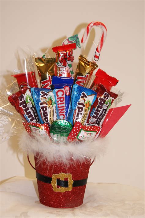 christmas candy bouquets | Christmas Santa Pail Bouquet | Bouquets by Beth | Christmas candy ...