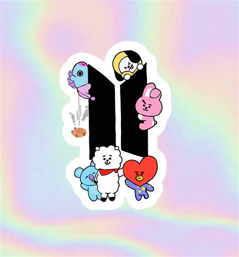 BTS BT21 Logo Waterproof Glossy Sticker Kpop Stickers Laptop | Etsy