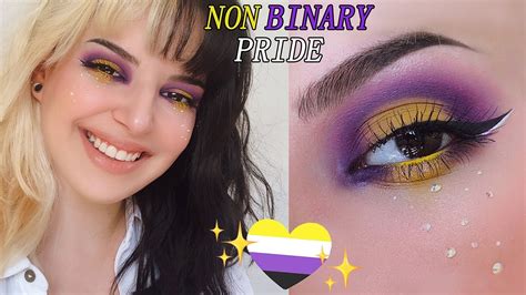 Non Binary Flag Inspired MakeUp Look💛🤍💜🖤 - YouTube