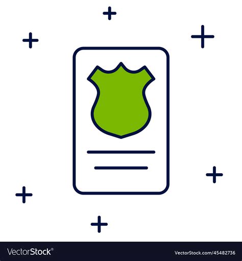 Filled outline police badge with id case icon Vector Image