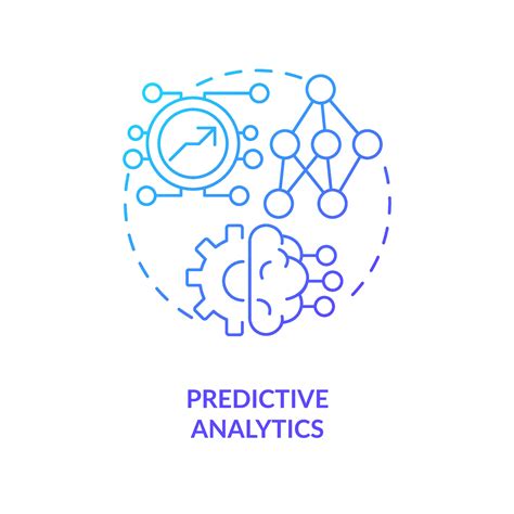 Predictive analytics blue gradient concept icon. AI technology benefit. Data science in ...