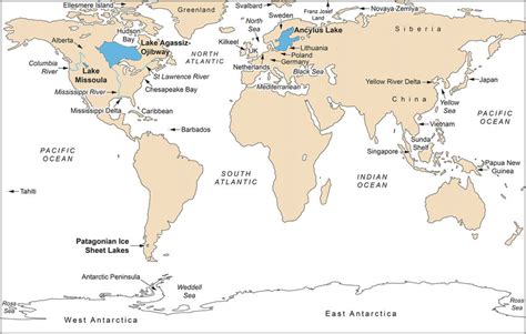 Location of Last Glacial Maximum and Lateglacial lakes, and places ...