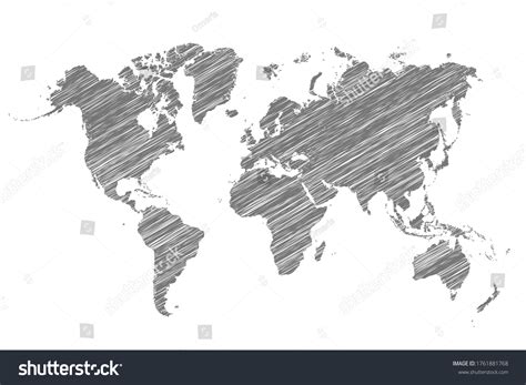 Map World Sketch Line Outline Digital Stock Illustration 1761881768 ...