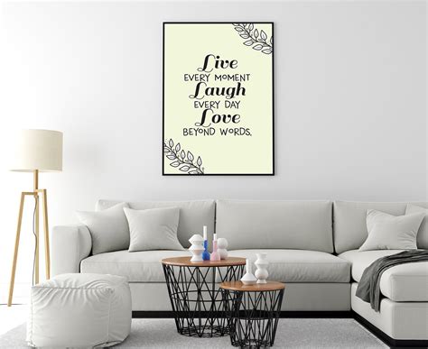 Live Every Moment Laugh Every Day Poster Prints Quote Wall - Etsy