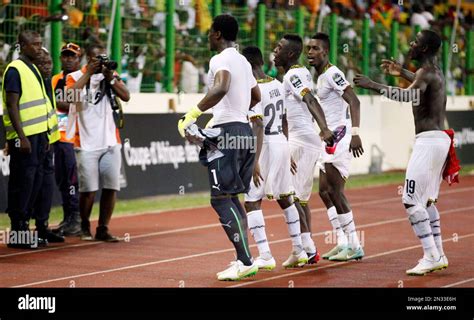 Ghana soccer players celebrate after their African Cup of Nations ...