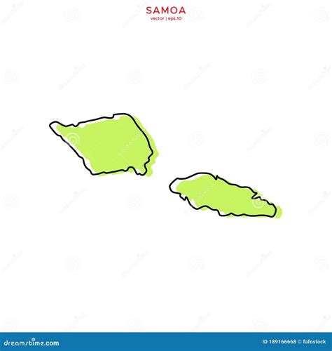 Green Map of Samoa with Outline Vector Design Template. Editable Stroke ...