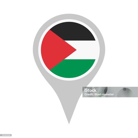 Palestinian Flag Map Pin Icon Palestine Location Information Vector ...