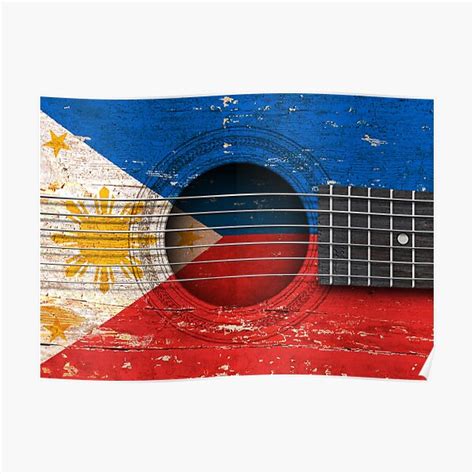 "Old Vintage Acoustic Guitar with Filipino Flag" Poster by JeffBartels | Redbubble