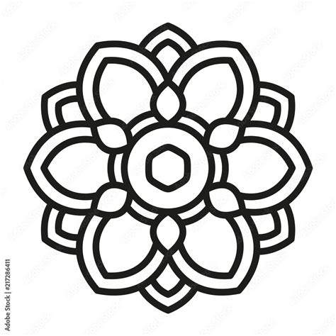 Simple Mandala Shape for Coloring. Vector Mandala. Floral. Flower. Oriental. Book Page. Outline ...