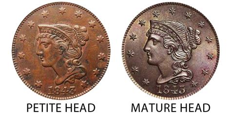 1843 Braided Hair Liberty Head Large Cent All Varieties Early Copper Penny Coin Value Prices ...