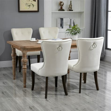 Dining Room Chairs Set of 4, Tufted Upholstered Dining Chairs with ...