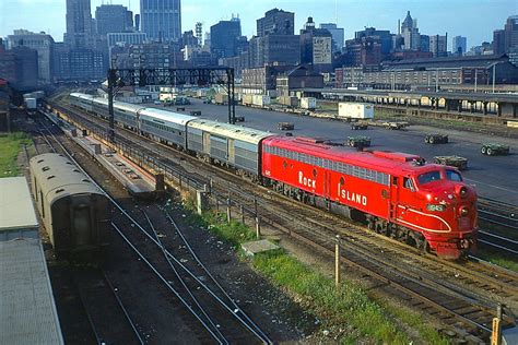 Railroads, Chicago-style, Rock Island Line passenger train departing La...