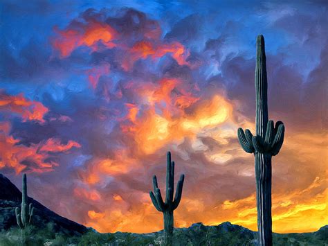 Arizona Desert Sunset Painting by Dominic Piperata - Pixels