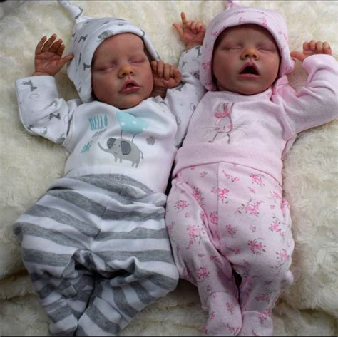 17'' Full Silicone Twins Brother Renata and Jayleen Reborn Baby Doll ...