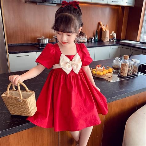 PS Children Girl Dress Puff Sleeve Tutu Dress Red Dress Korean Design ...