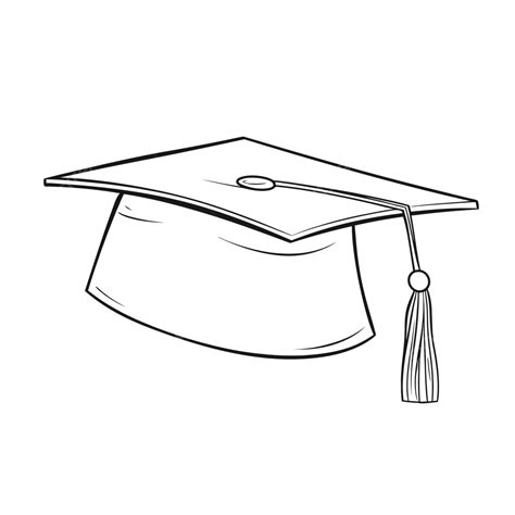 Outline Graduation Hat Drawing With Tassel Sketch Vector, Wing Drawing, Hat Drawing, Graduation ...