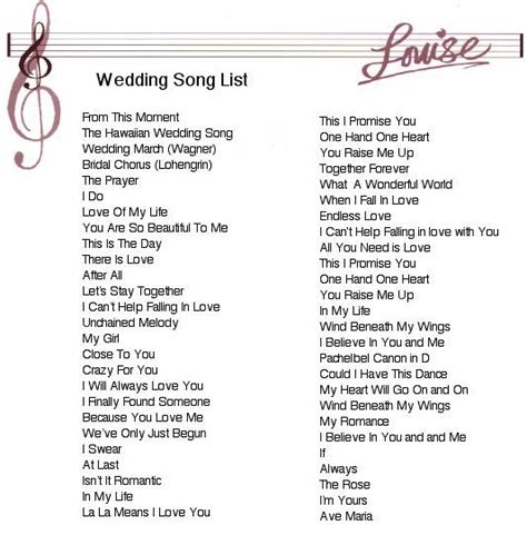 Wedding Song List For Dj