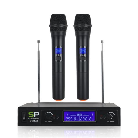 V3002 VHF Wireless Microphone System 2PCS Handheld LCD Mic with 2 CH Receiver