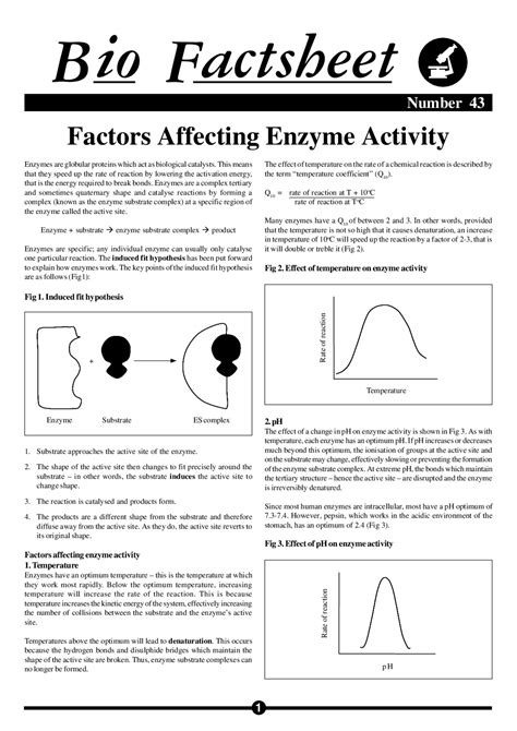 Factors affecting Enzyme Activity | Exams Biochemistry | Docsity