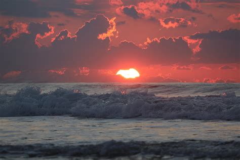 wallpaper sea, horizon, sunset, waves, sun, clouds HD : Widescreen : High Definition : Fullscreen