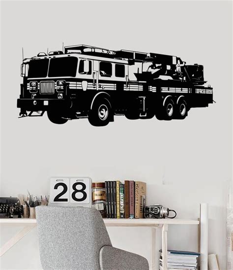 Wall Art Mural Fire Track Engine Fireman Cool Guaranteed | Etsy