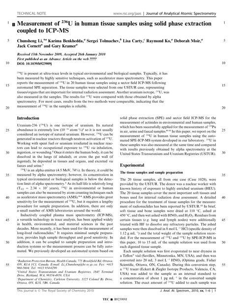 (PDF) Measurement of uranium isotopes in human tissue samples by TIMS