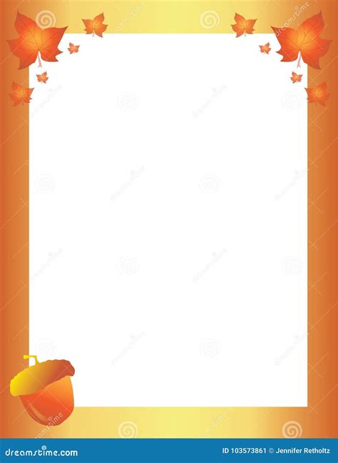 Fall Autumn Leaves and Acorns Border Template Stock Illustration - Illustration of fall, leaves ...