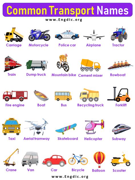 Common transport names with pictures download pdf – Artofit