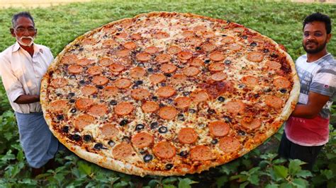 Pepperoni Pizza Recipe Without Oven | Biggest Italian Pizza Never Seen ...