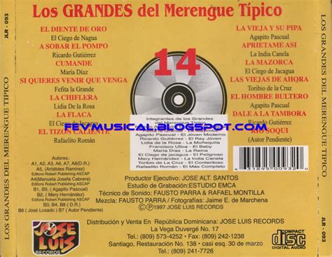 FEV MUSICAL: 1997 - Los Grandes Del Merengue Tipico - 14 Exitos ...