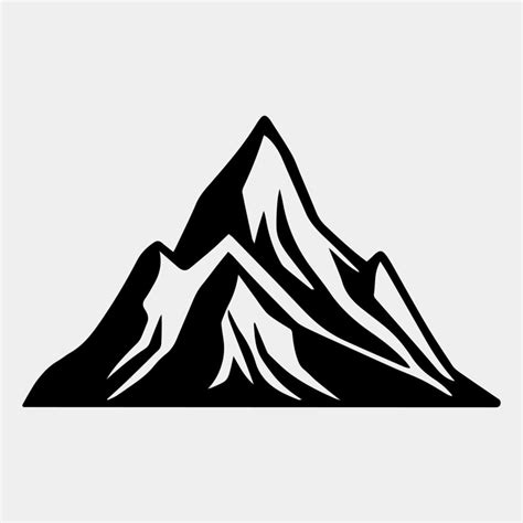 Mountain silhouette - vector icon. Rocky peaks. Mountains ranges. Black and white mountain icon ...