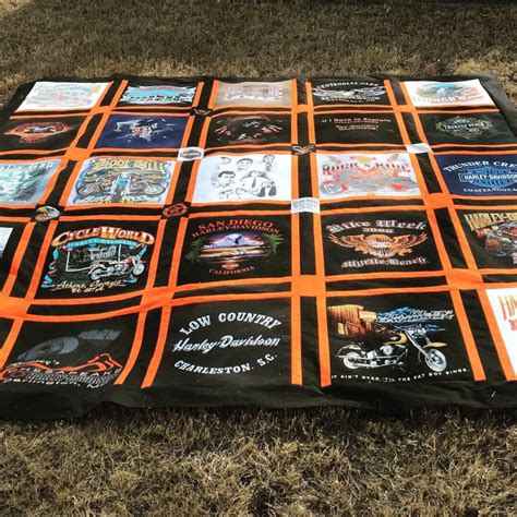 Harley Davidson quilt | Harley davidson fabric, Harley davidson crafts, Tshirt quilt