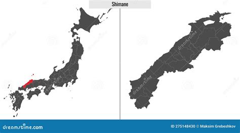 Shimane Region Location Within Japan 3d Map Vector Illustration ...