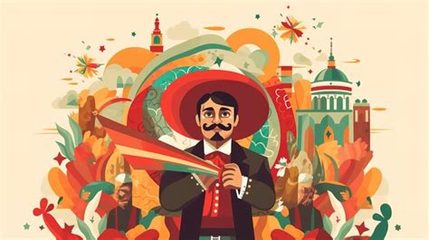 Premium AI Image | Illustrations and icons of the Mexican flag and the celebration of the ...