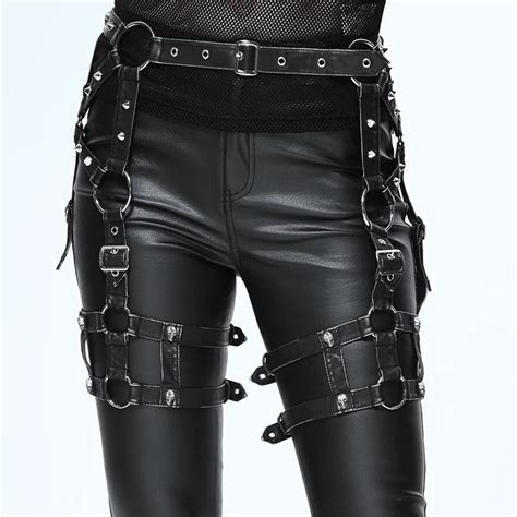 Steampunk Women Men Waist Belt Personality Rivet Pant Set Strap Leg ...