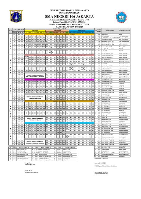 SMAN 106 Jakarta | Kurikulum - Jadwal Pelajaran