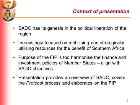 SADC Finance and Investment Protocol Presentation by the National Treasury to the Portfolio ...