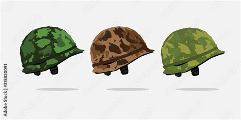 Set of army helmet vector. Army helmet icon. Army war helmet. Military helmet Stock Vector ...