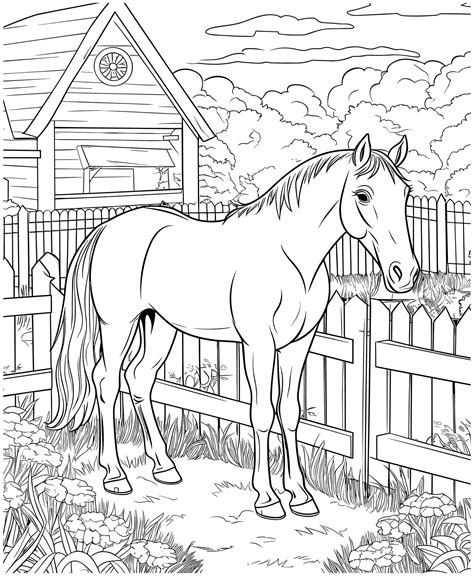 realistic horse coloring pages 27860463 Vector Art at Vecteezy