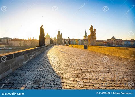 Charles Bridge at Sunrise Light in Early Morning Stock Image - Image of ...