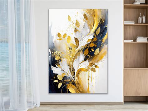 Canvas Wall Art Abstract Home Design Abstract Golden Leaf - Etsy