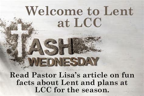 Welcome to Ash Wednesday and Lent - Lutheran Church of the Cross