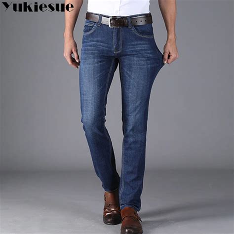 High waist jeans men casual denim Men's jeans Business Casual Stretch ...