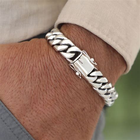 Solid 925 Sterling Silver Thick Men Bracelet 12 /20 MM - VY Jewelry