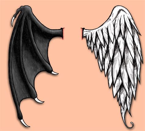 Opposing wings | Angel wings tattoo, Demon tattoo, Evil tattoos