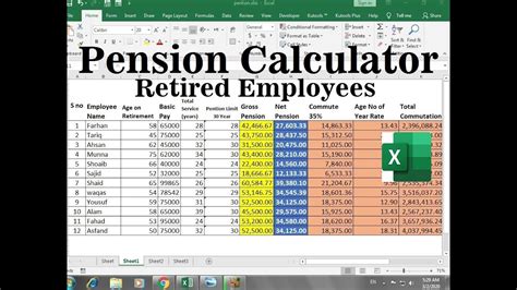 Pension and commutation Calculator in Excel For Retired Employees - YouTube