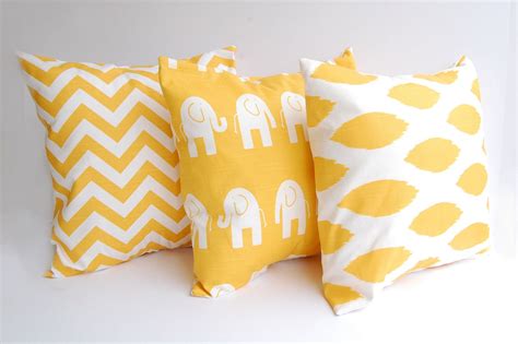 Throw pillows yellow set of three 18 x 18 by ThePillowPeople