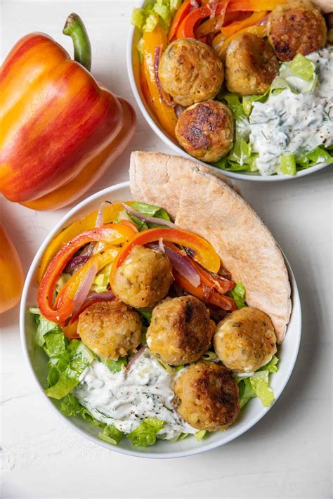 Vegetarian Gyro Bowl {With Chickpea Bites} | FeelGoodFoodie